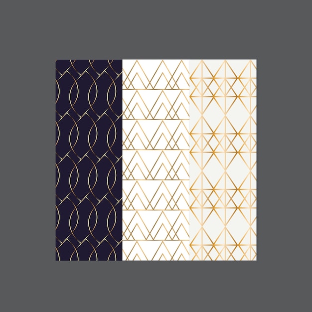 Colección de diseños geométricos de lujo decorativos sin costuras de diseño dorado repetible ele ornamental