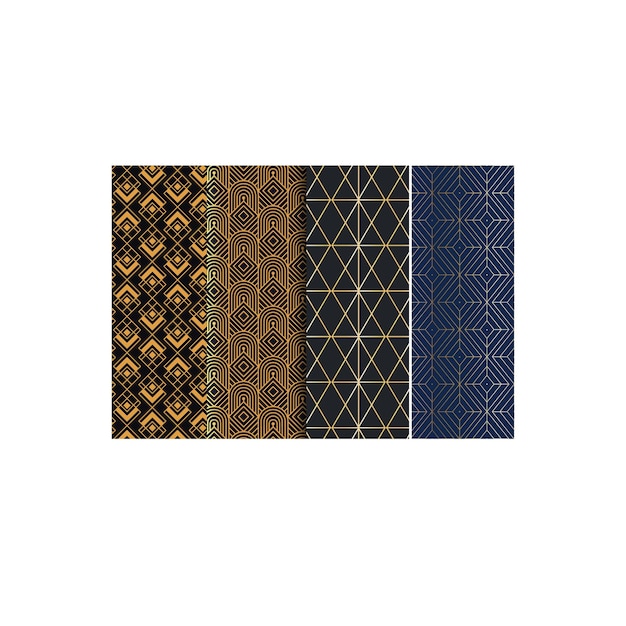 Colección de diseños geométricos de lujo decorativos sin costuras de diseño dorado repetible ele ornamental