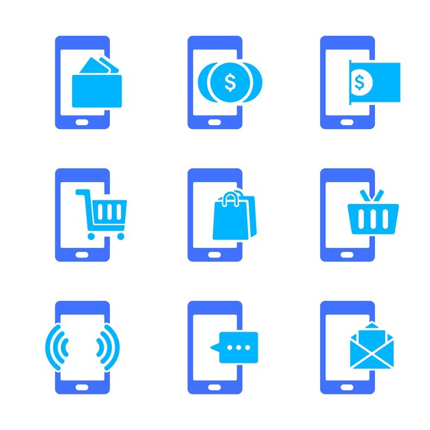 colección de diseños de iconos de dispositivos móviles