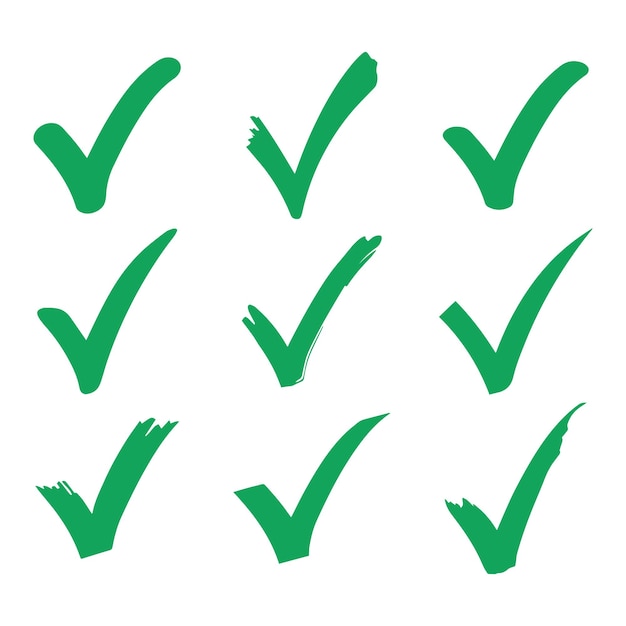 colección de diseños de iconos de marcas de verificación, cruces y taquillas