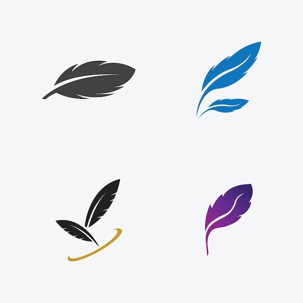 colección de diseños de ilustraciones de logotipos de plumas sobre un fondo gris