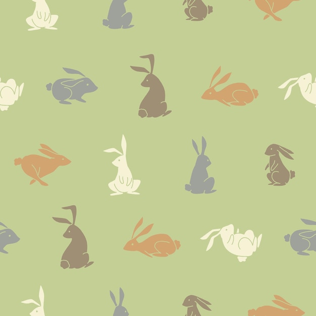 Colección de diseños de ilustraciones vectoriales sin costuras de conejos