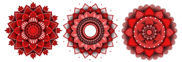 Colección de diseños intrincados de mandalas rojas