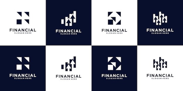 Colección de diseños de logotipos de crecimiento financiero abstracto