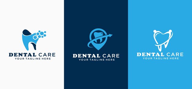 Vector colección de diseños de logotipos dentales logotipo de dentista plantilla de logotipo de clínica dental logotipo de vector dental