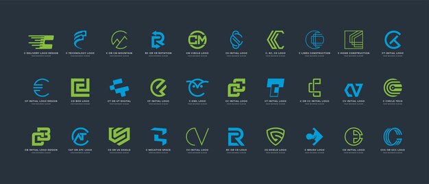 una colección de diseños de logotipos con la letra inicial C