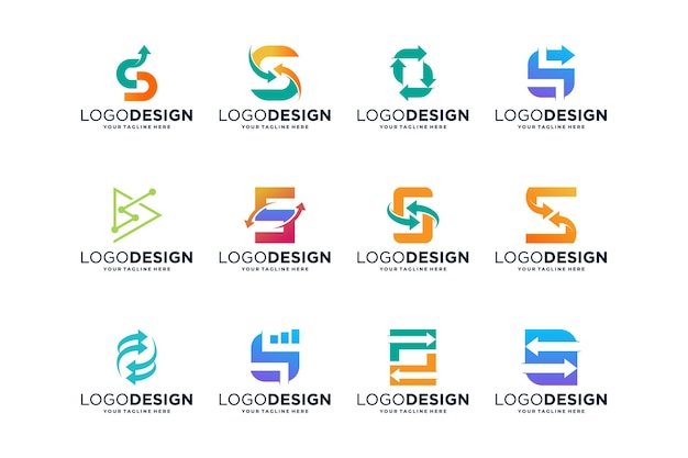 Colección de diseños de logotipos de la letra S para inversiones de marketing y negocios