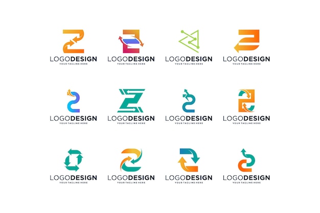 Colección de diseños de logotipos de la letra Z para inversiones de marketing y negocios