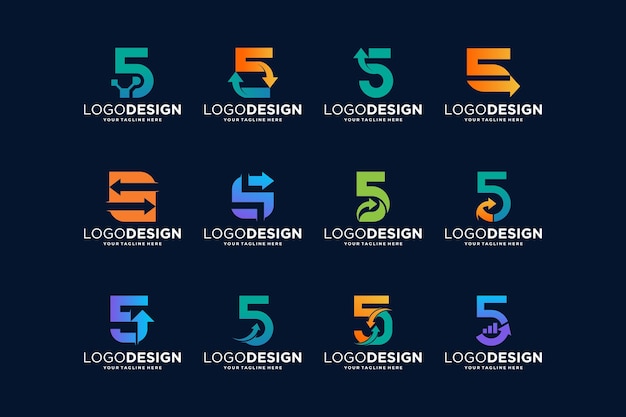 Colección de diseños de logotipos número 5 para inversiones de marketing y negocios