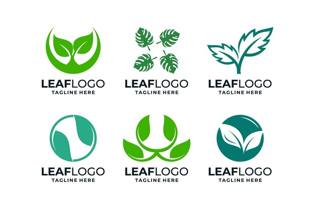 Colección de diseños de logotipos de plantaciones de hojas