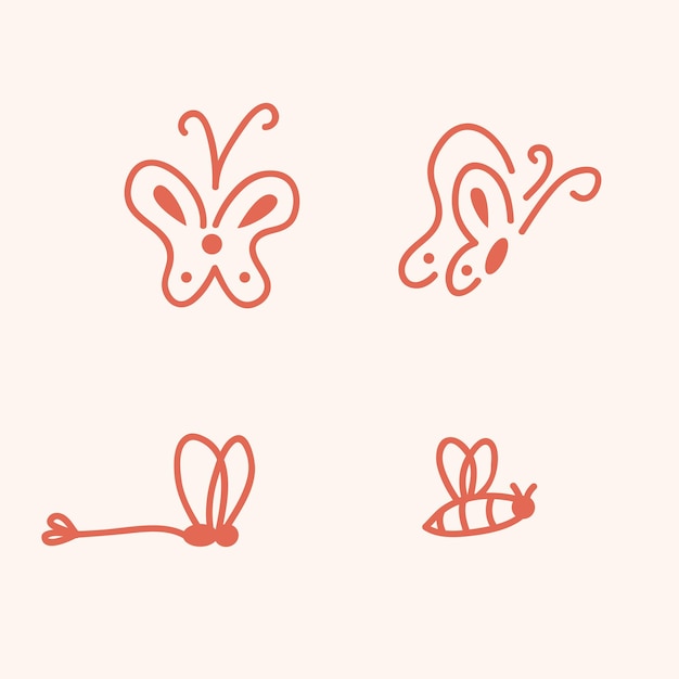 Colección de diseños de mariposas e insectos