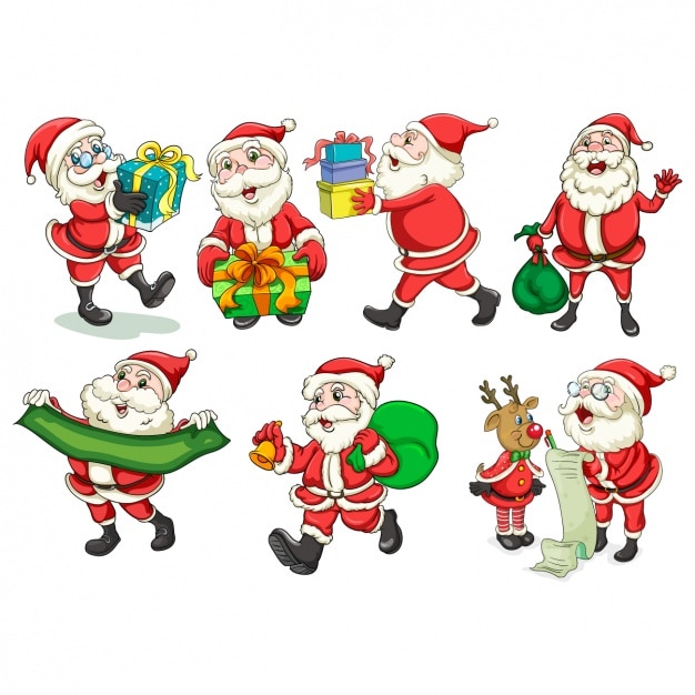 Vector colección de diseños de papá noel