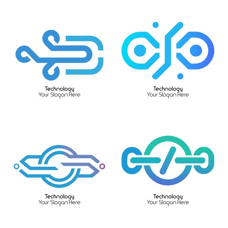 Vector colección de diseños de plantillas de logotipos de tecnología moderna