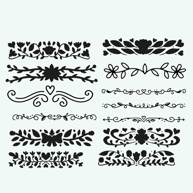 Vector una colección de diseños que incluyen un diseño de flores y hojas