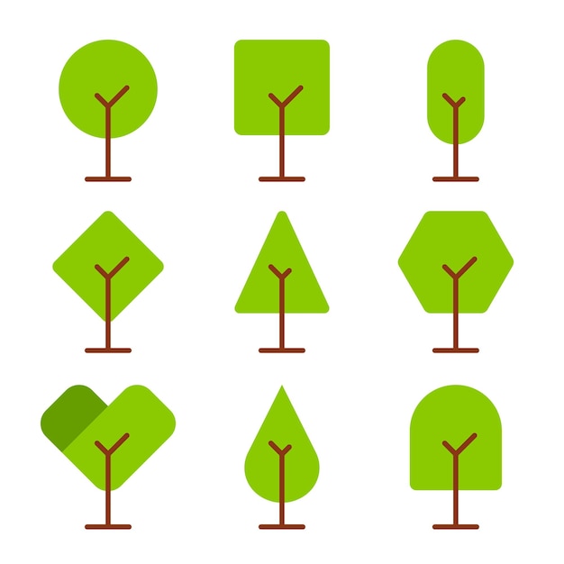 colección de diseños simples de iconos de árboles