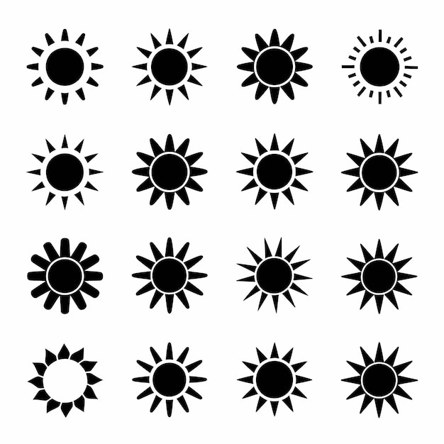una colección de diseños de sol y sol con las palabras sol y sol