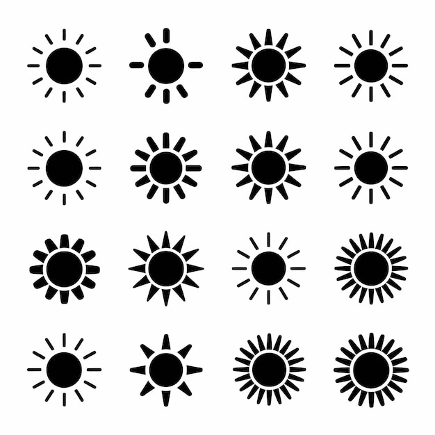 una colección de diseños de sol y sol con las palabras sol y sol