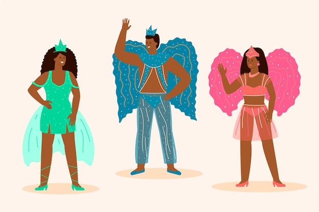 Colección de disfraces de carnaval planos