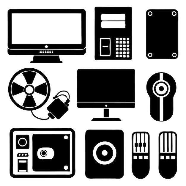 una colección de dispositivos electrónicos, incluido uno que tiene la palabra " quot " en él