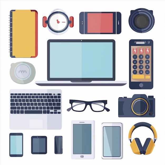 una colección de dispositivos electrónicos que incluyen una cámara una cámara y una cámara