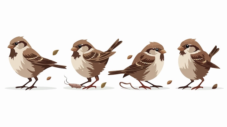 Vector colección de diversas posturas de gorrión para los entusiastas de la observación de aves