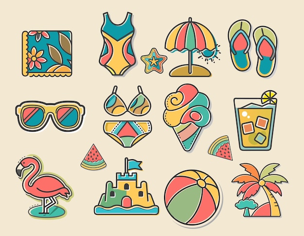 Colección de diversión de playa de verano