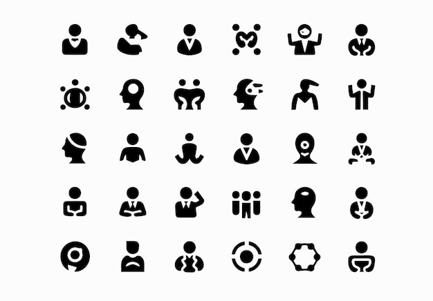 Colección de diversos iconos de personas para varios propósitos de diseño