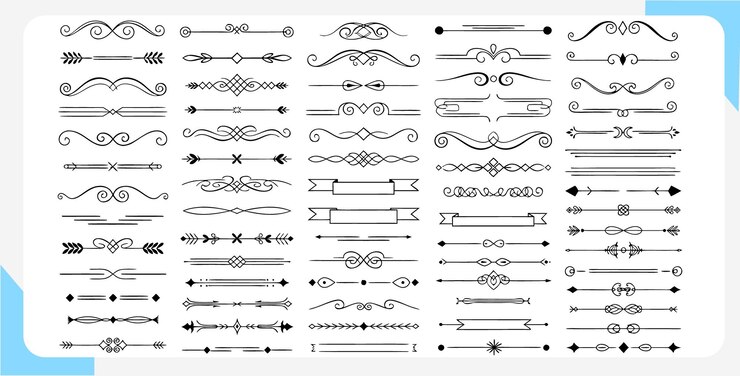 Colección de divisores y adornos decorativos