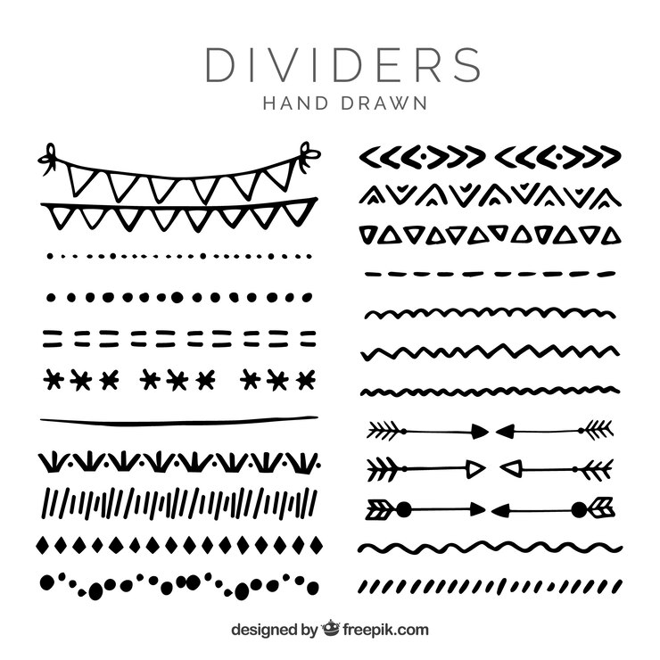 Vector colección de divisores en estilo hecho a mano