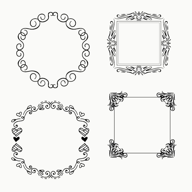 Colección de divisores y marcos de adornos elegantes de época Divisor y marco clásico para el diseño