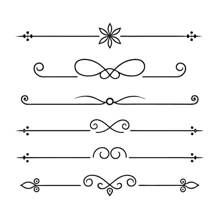 Vector colección de divisores ornamentales caligráficos mínimos diseños simples y elegantes