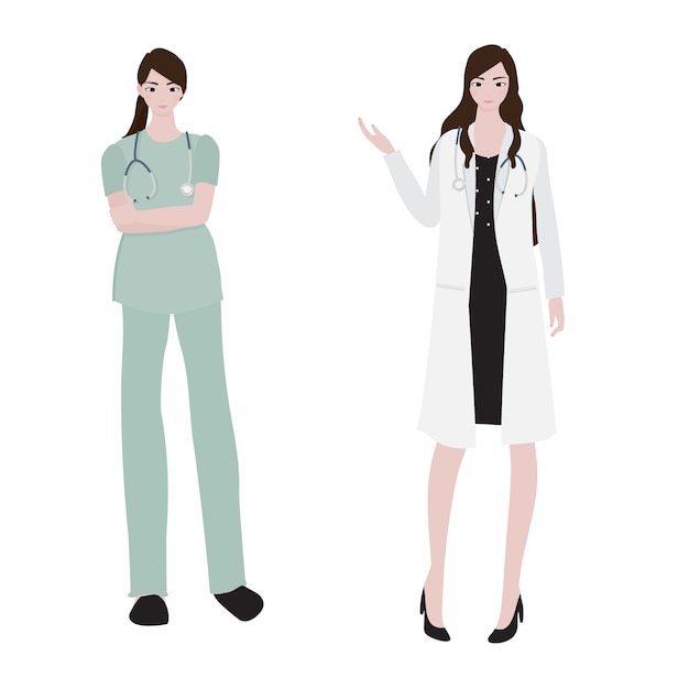 Vector colección de doctora estilo plano