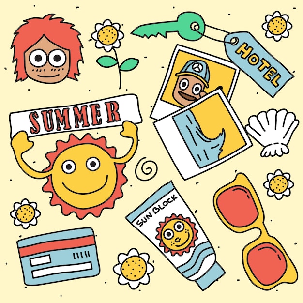 Colección de doodle de verano