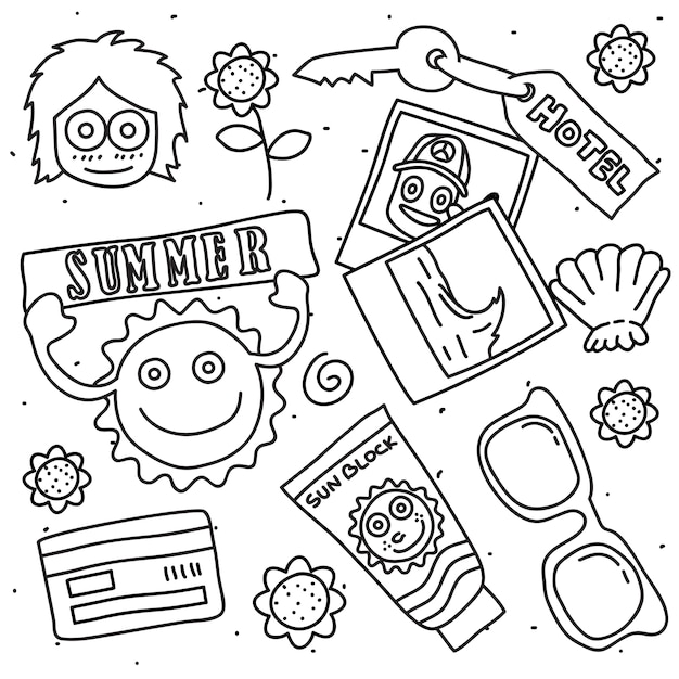 Vector colección de doodle de verano