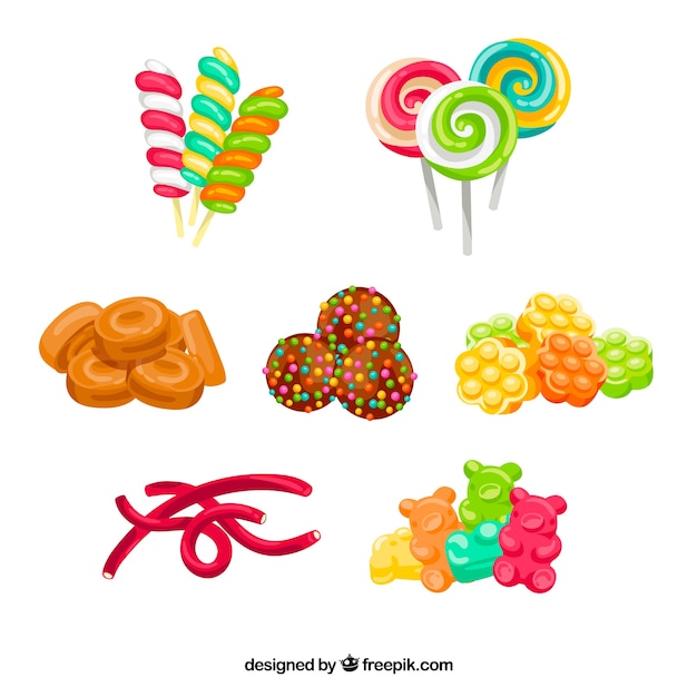 Vector colección de dulces coloridos en estilo hecho a mano