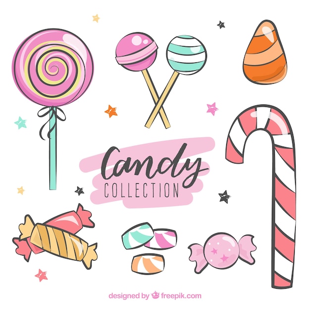 Colección de dulces coloridos en estilo hecho a mano