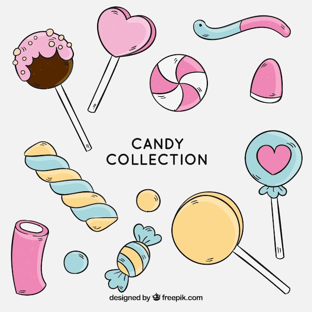 Vector colección de dulces coloridos en estilo hecho a mano