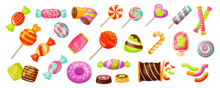 Vector colección de dulces en diseño plano
