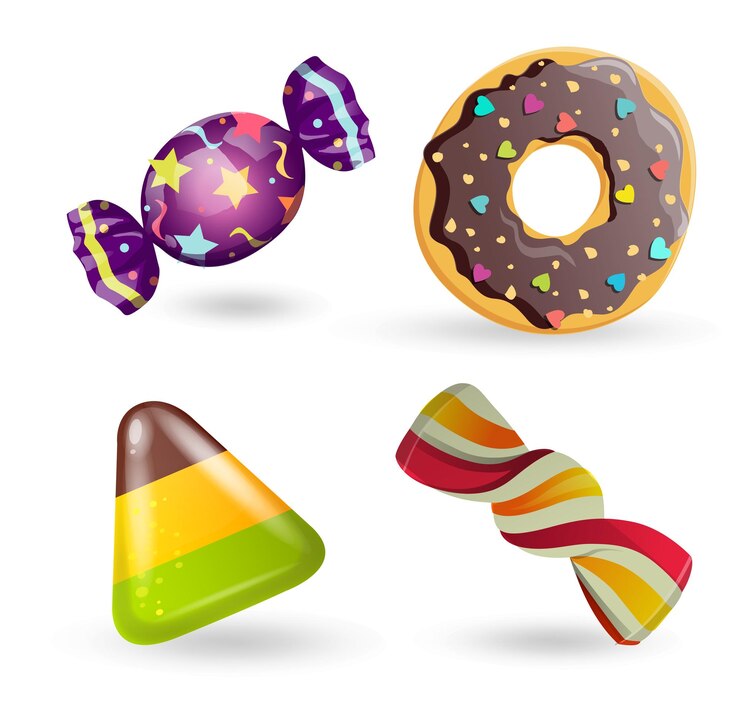 Vector colección de dulces en un fondo blanco ilustración vectorial