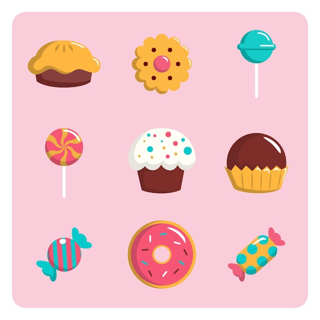 Colección de dulces vectoriales