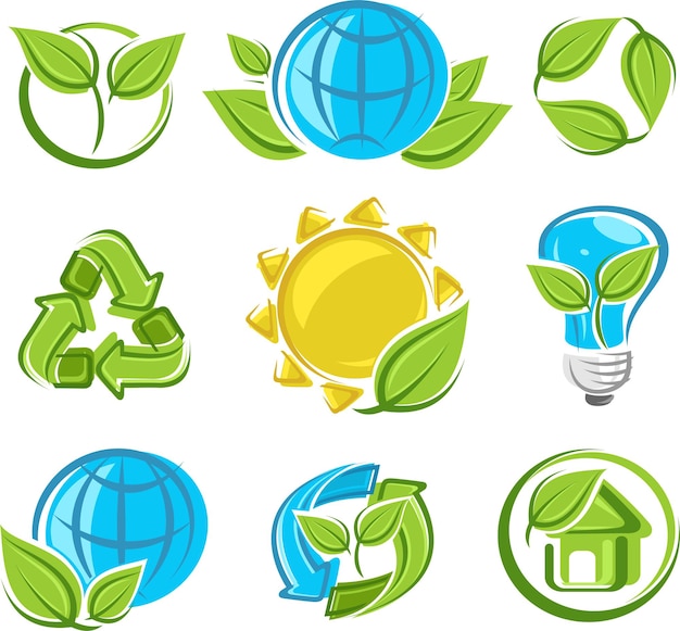 colección, ecología, iconos, vector