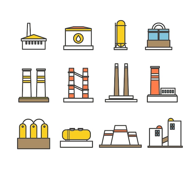 Colección de edificios de fábrica moderna concepto de ilustración minimalista