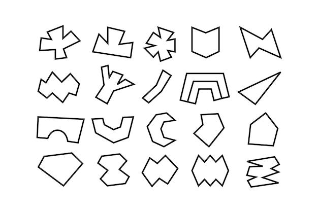 Colección editable de formas vectoriales abstractas en estilo de línea listas para usar como kit de diseño gráfico DIY