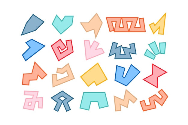 Colección editable de formas vectoriales abstractas en estilo llenado listas para usar como kit de diseño gráfico DIY