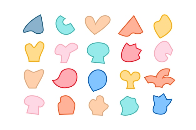 Colección editable de formas vectoriales abstractas en estilo llenado listas para usar como kit de diseño gráfico DIY