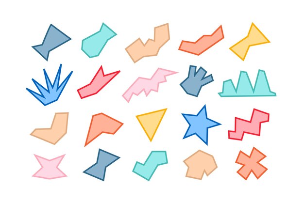 Colección editable de formas vectoriales abstractas en estilo llenado listas para usar como kit de diseño gráfico DIY