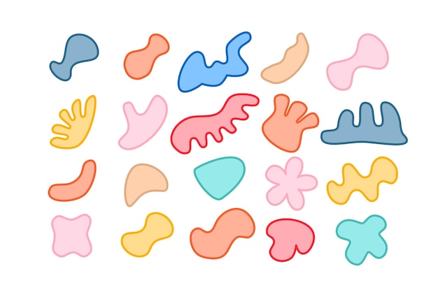 Colección editable de formas vectoriales abstractas en estilo llenado listas para usar como kit de diseño gráfico DIY