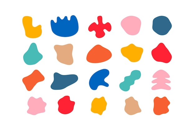 Colección editable de formas vectoriales abstractas en estilo plano listas para usar como kit de diseño gráfico DIY