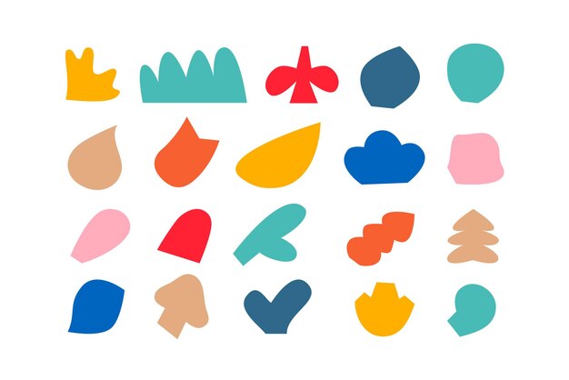 Colección editable de formas vectoriales abstractas en estilo plano listas para usar como kit de diseño gráfico DIY