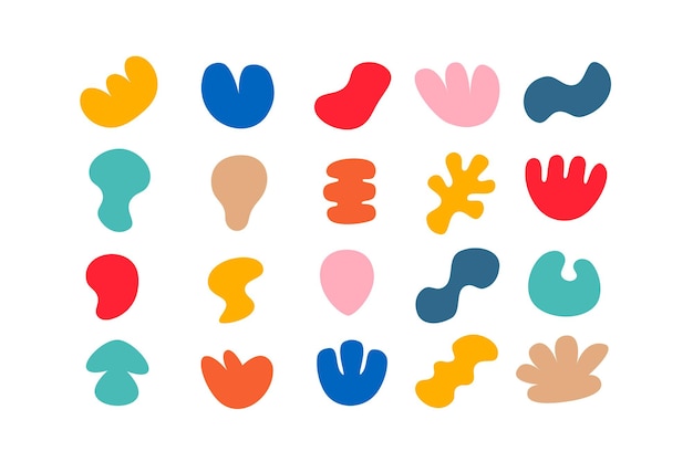 Colección editable de formas vectoriales abstractas en estilo plano listas para usar como kit de diseño gráfico DIY